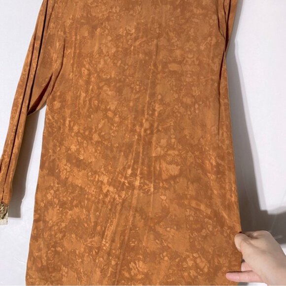 Vintage Nativewear Designs Burnt Orange Stone Wash Long Sleeve Button Up Top M - Picture 10 of 13